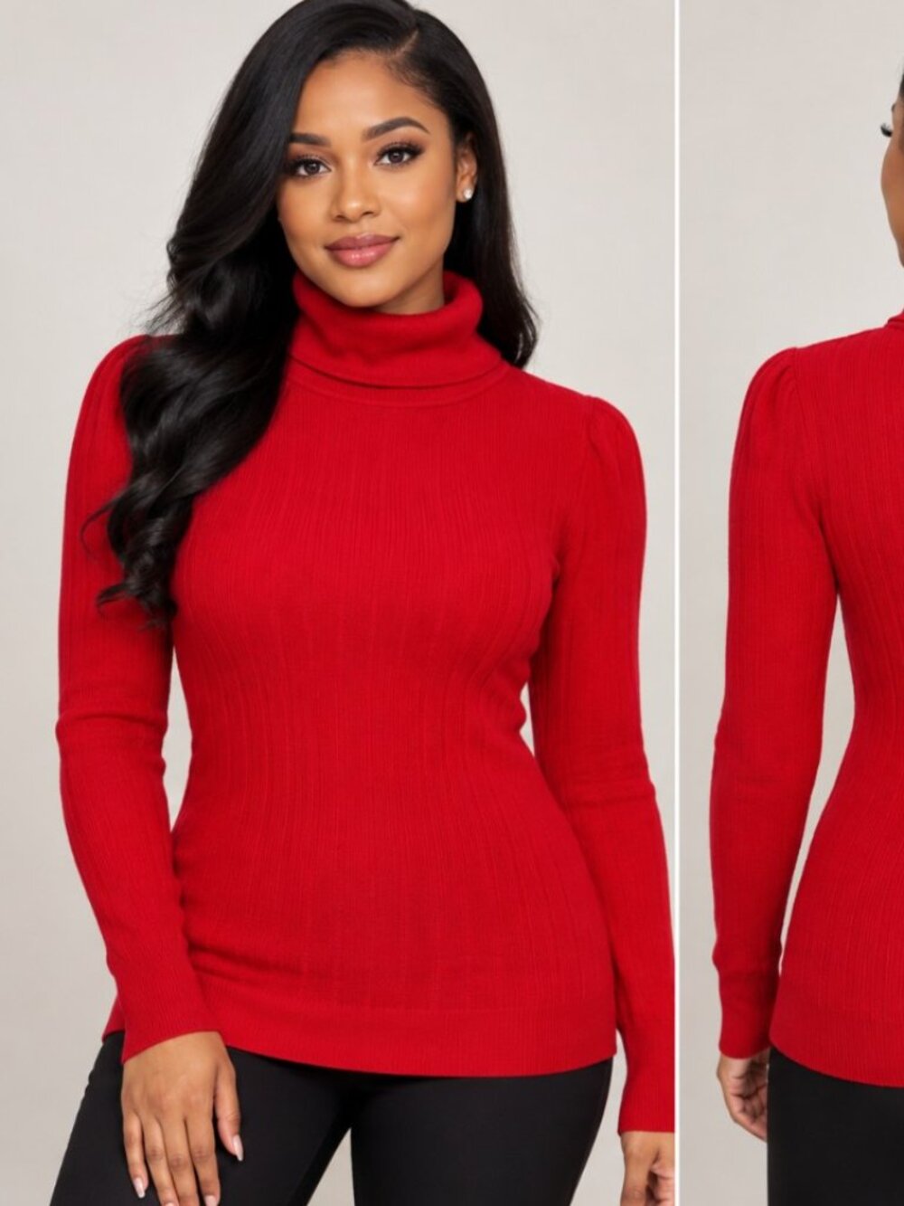 Talbots Women's Classic Red Ribbed Turtleneck Sweater Long Sleeve Size Medium